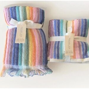 Rachel Zoe 6 Pc Set, Rainbow Stripes, NWT Hand Towels And Wash Cloths